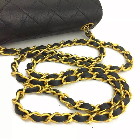 CHANEL Classic Leather Mini Flap Bag: 24k Gold Chain Crossbody Bag - Picture 10 of 14